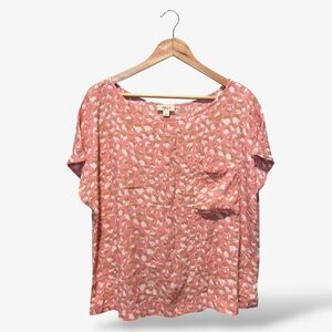 Style & Co Coral Pink Blouse Oversized Boxy Dolman Sleeve Size L Casual